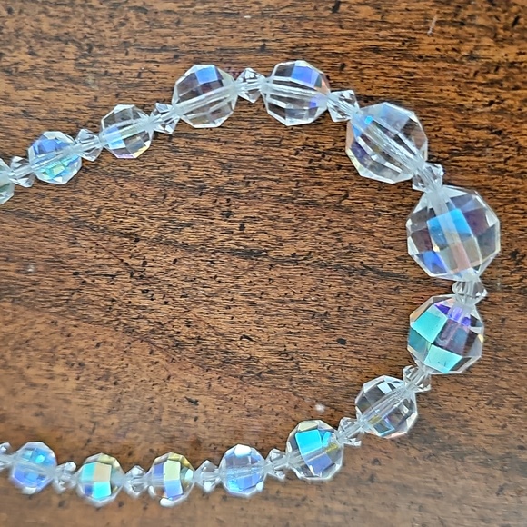 Aurora Borealis Crystal Bead Vintage Necklace - Picture 8 of 8